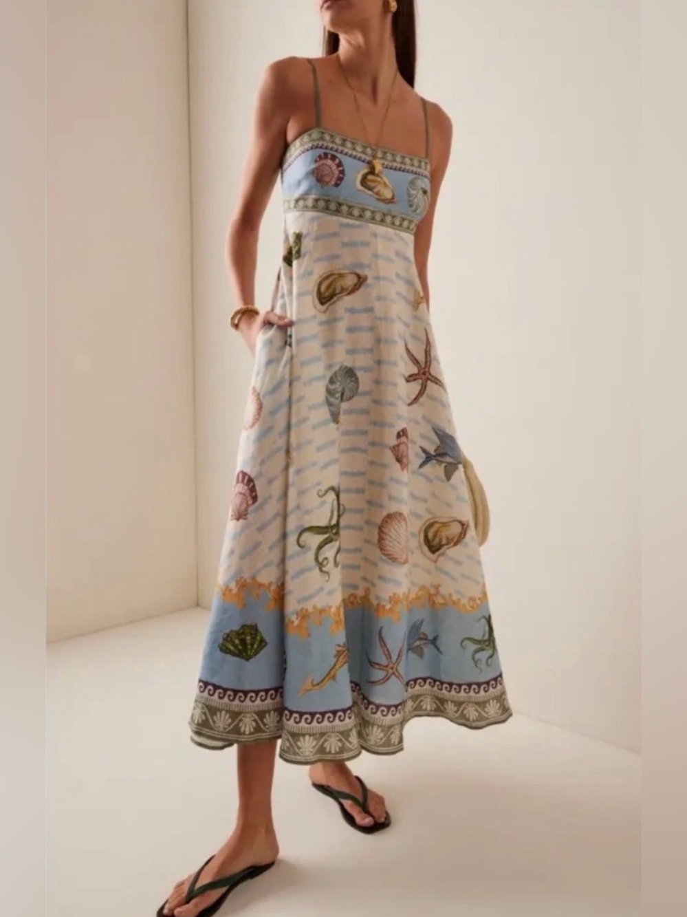 Viral 🐚 Caroline Constas Sea Print Maxi Dress - Picture 2 of 10